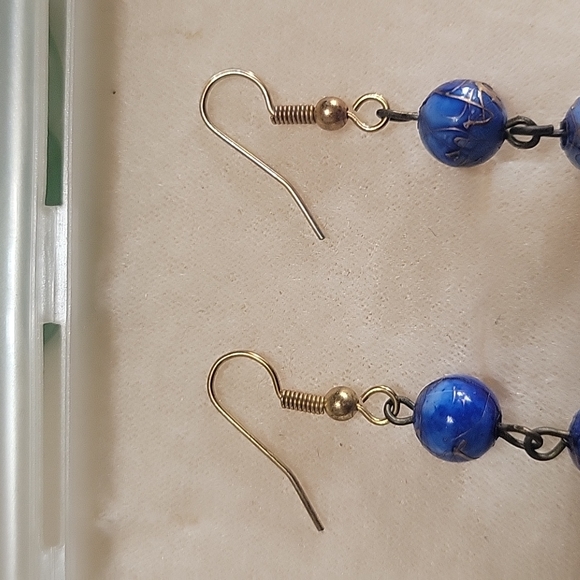 Blue Beaded Earrings - Picture 4 of 5